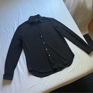 FRANK & EILEEN black knit cotton button up long sleeve shirt